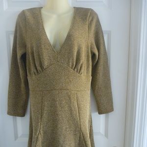 FREE PEOPLE Heartstopper Knit Dress Golden Brown